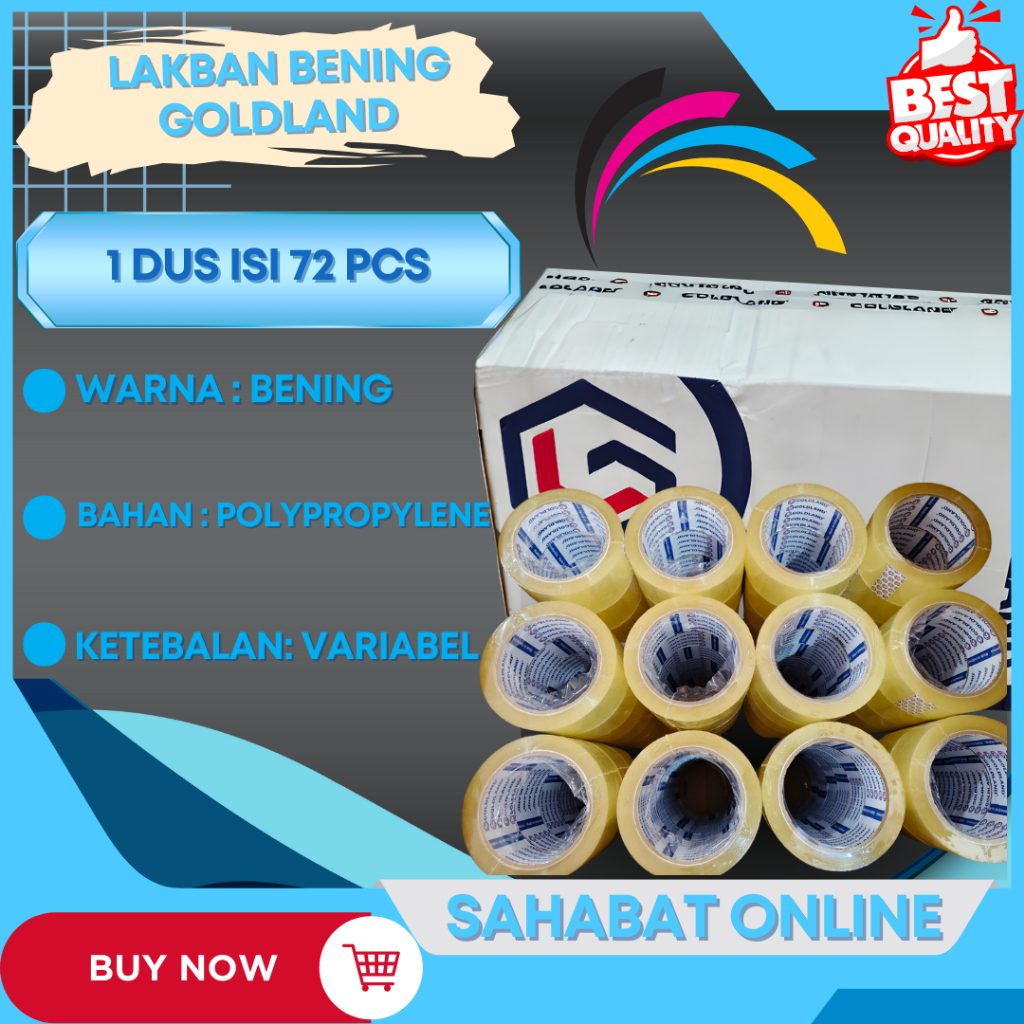 

Lakban Bening Goldland Isi 72 Pcs