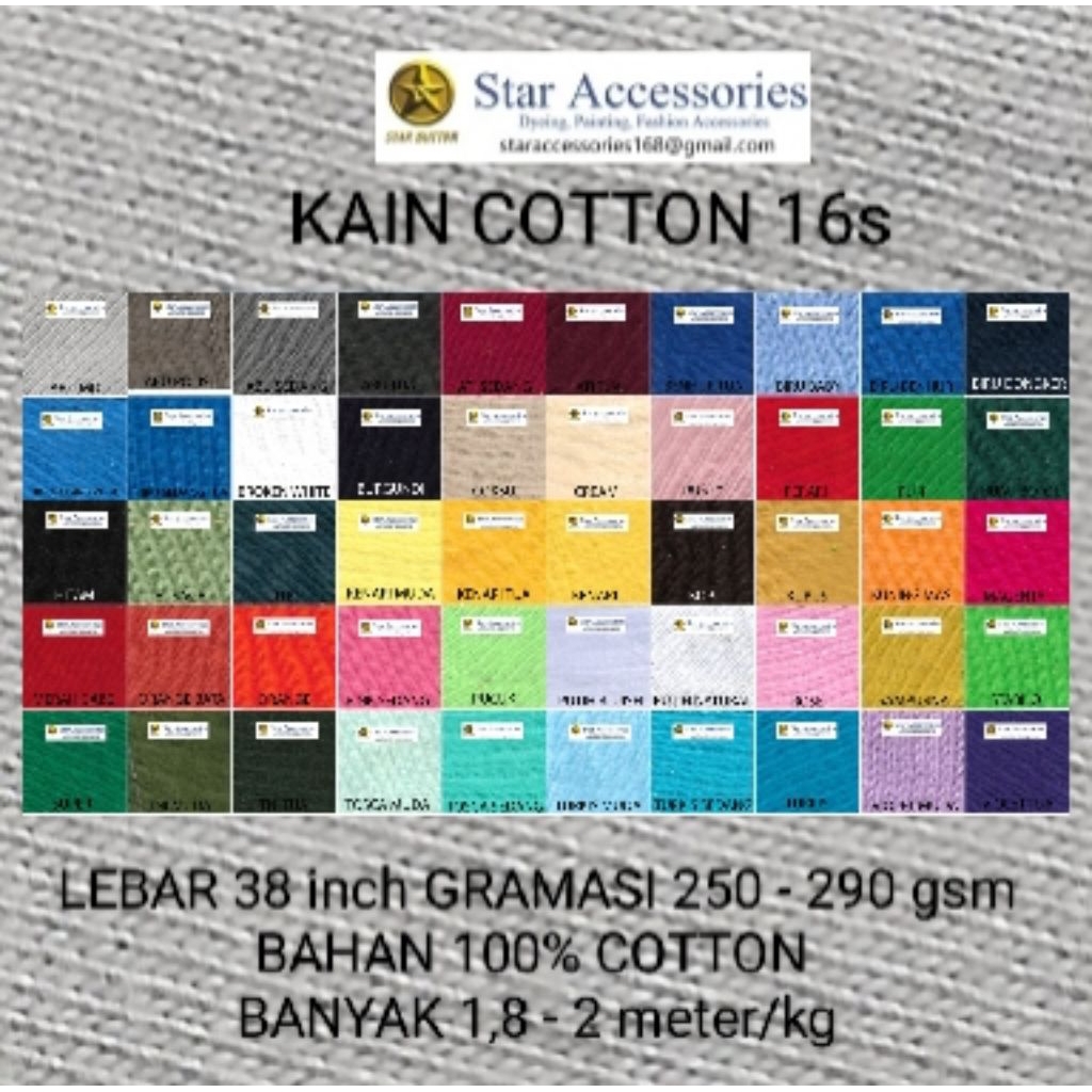 25kg KAIN COTTON COMBED 16s GRADE A / Rp124.000/kg