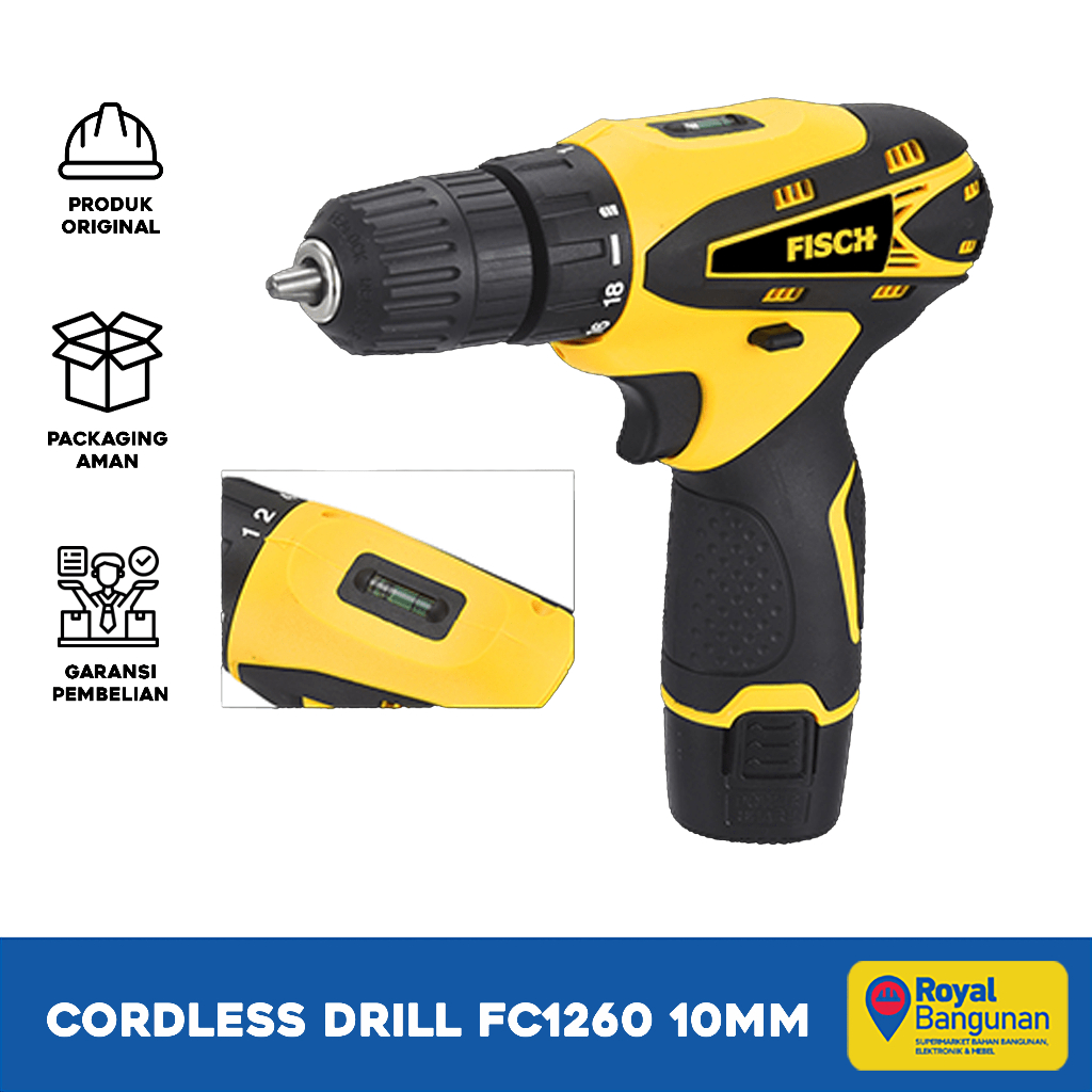 Cordless Drill Mesin Bor Fisch FC1260 10mm 12V