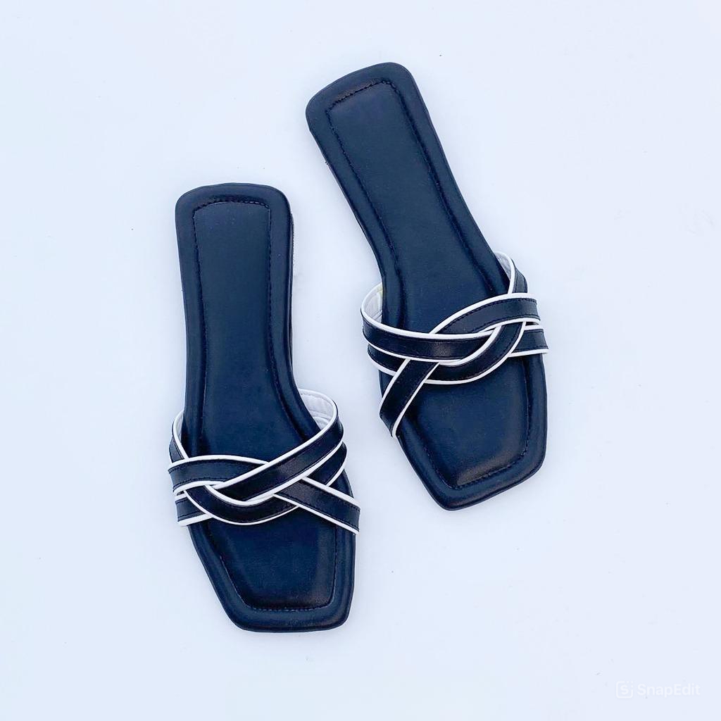 Verintis Sandal Flat Wanita Selop Kepang Sol Karet