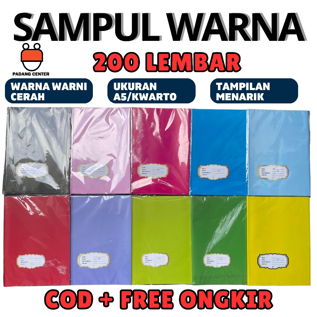 

SAMPUL BERWARNA WARNI 200 LEMBAR !!! UKURAN BUKU BIASA - SAMPUL SEKOLAH BERWARNA - SAMPUL A5 BERWARNA - SAMPUL BERWARNA WARNI