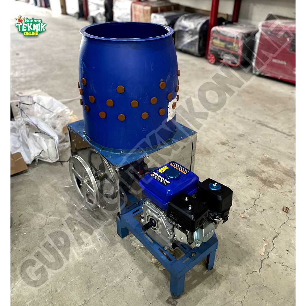Mesin Cabut Bulu Ayam 3 Ekor EMBER BIRU GEARBOX / Mesin Pencabut Perontok Giling Bulu Ayam Bebek Ung