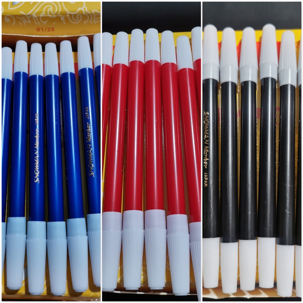 

Spidol Snowman Marker Kecil Permanent Hitam Merah Biru PW-1A Pencil Type