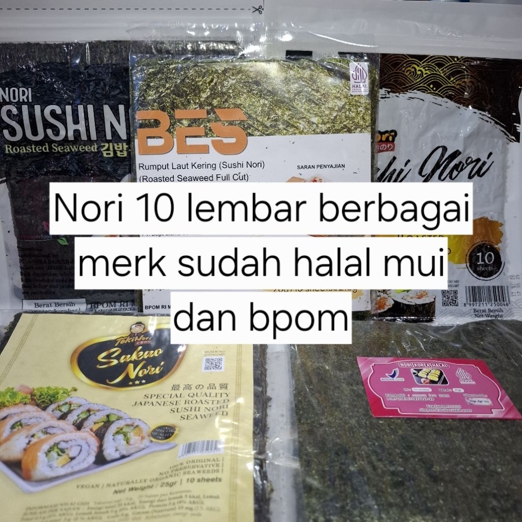 

Nori Sushi isi 10 lembar halal Java sakao seaweed rumput laut kulit sushi bungkus kimbab bento halal harga termurah promo sale