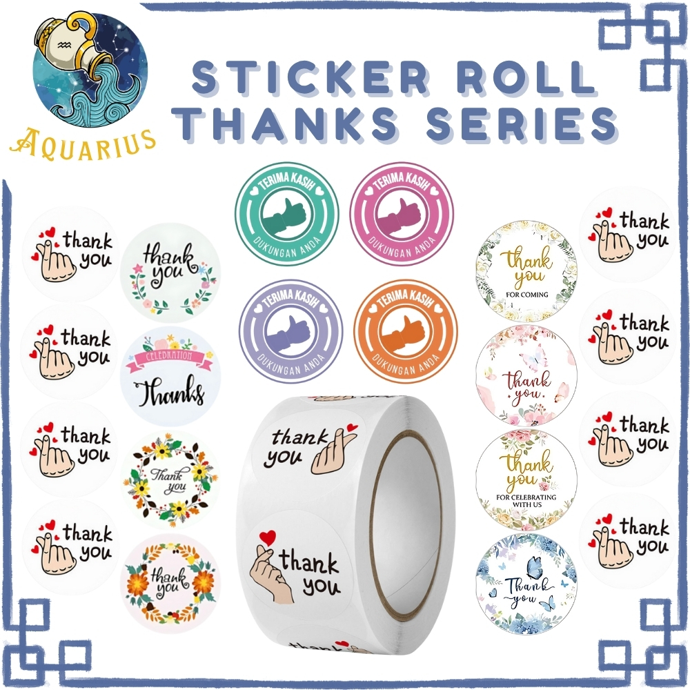 

AQR - 500 Pcs Stiker Label Thank You – Stiker Ucapan Terima Kasih untuk Paket & Souvenir SS001