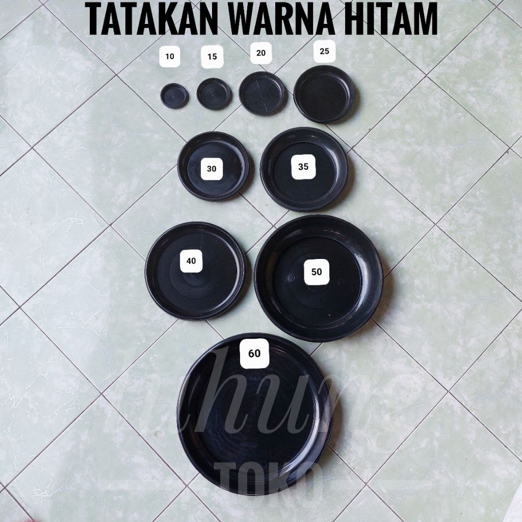 Tatakan/alas/tray pot bunga tanaman warna hitam mini sampai tatak jumbo tabulampot - 10,15,20,25,30,