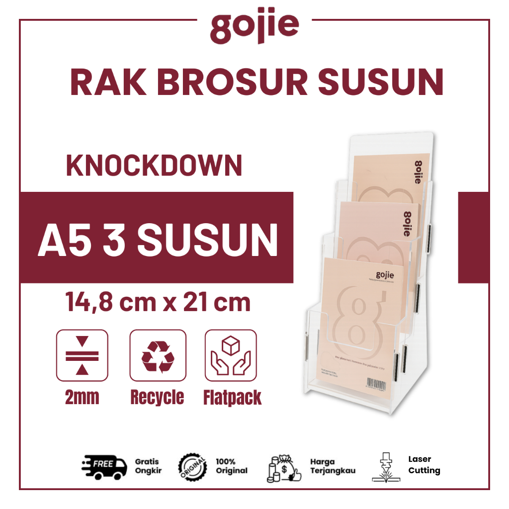 

TEMPAT BROSUR / DISPLAY AKRILIK A5 3 SUSUN KNOCKDOWN