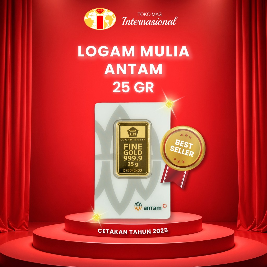 Logam Mulia LM Press 25gr 25g 25 Gram Batangan Emas ANTAM Sertifikat