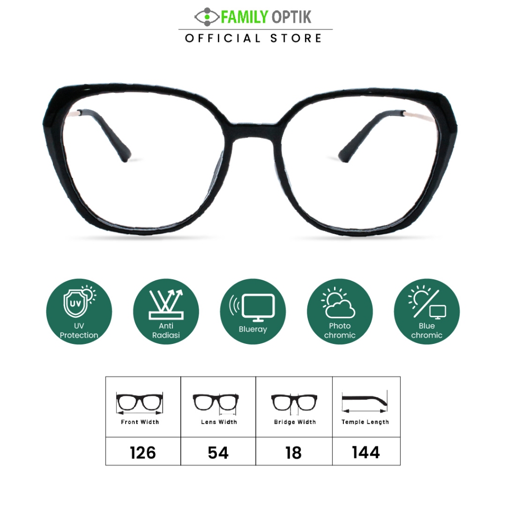 Family Optik - Frame Kacamata Blush On Joanna France 00286 Anti Radiasi Bluecromic Photocromic Minus