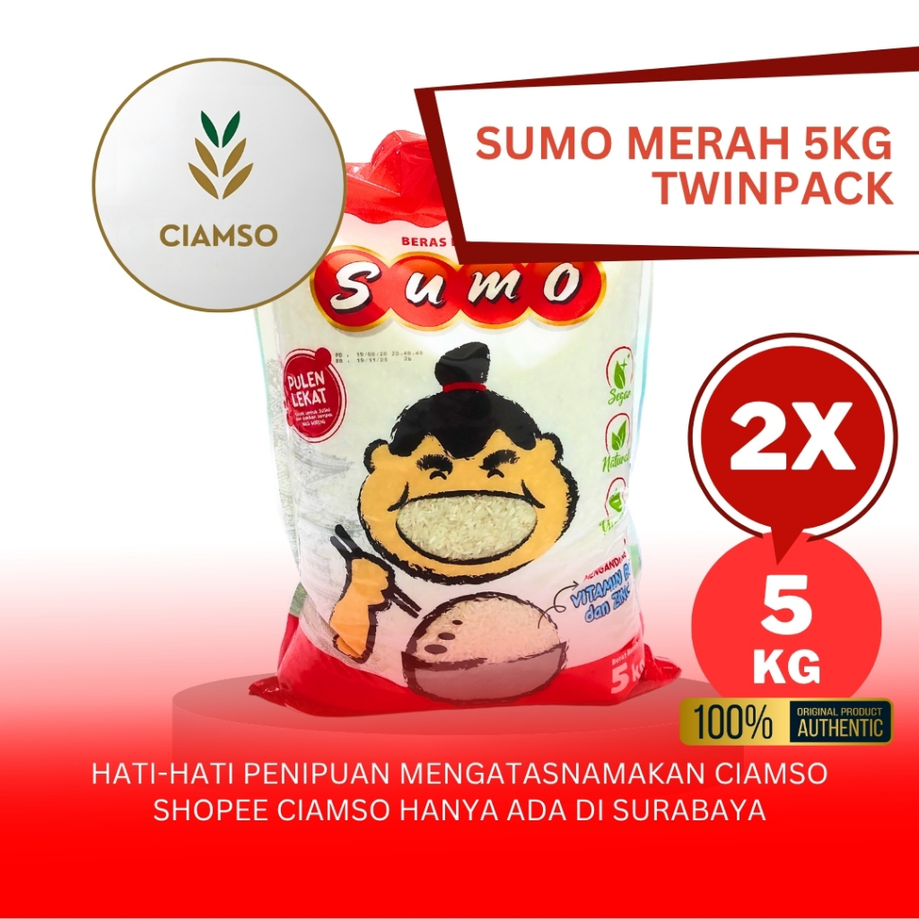 

Beras Sumo Merah 5kg Isi 2 (TwinPack) – Beras Premium Pulen, Putih Bersih, Favorit Harian | Aman & Tidak Mudah Basi