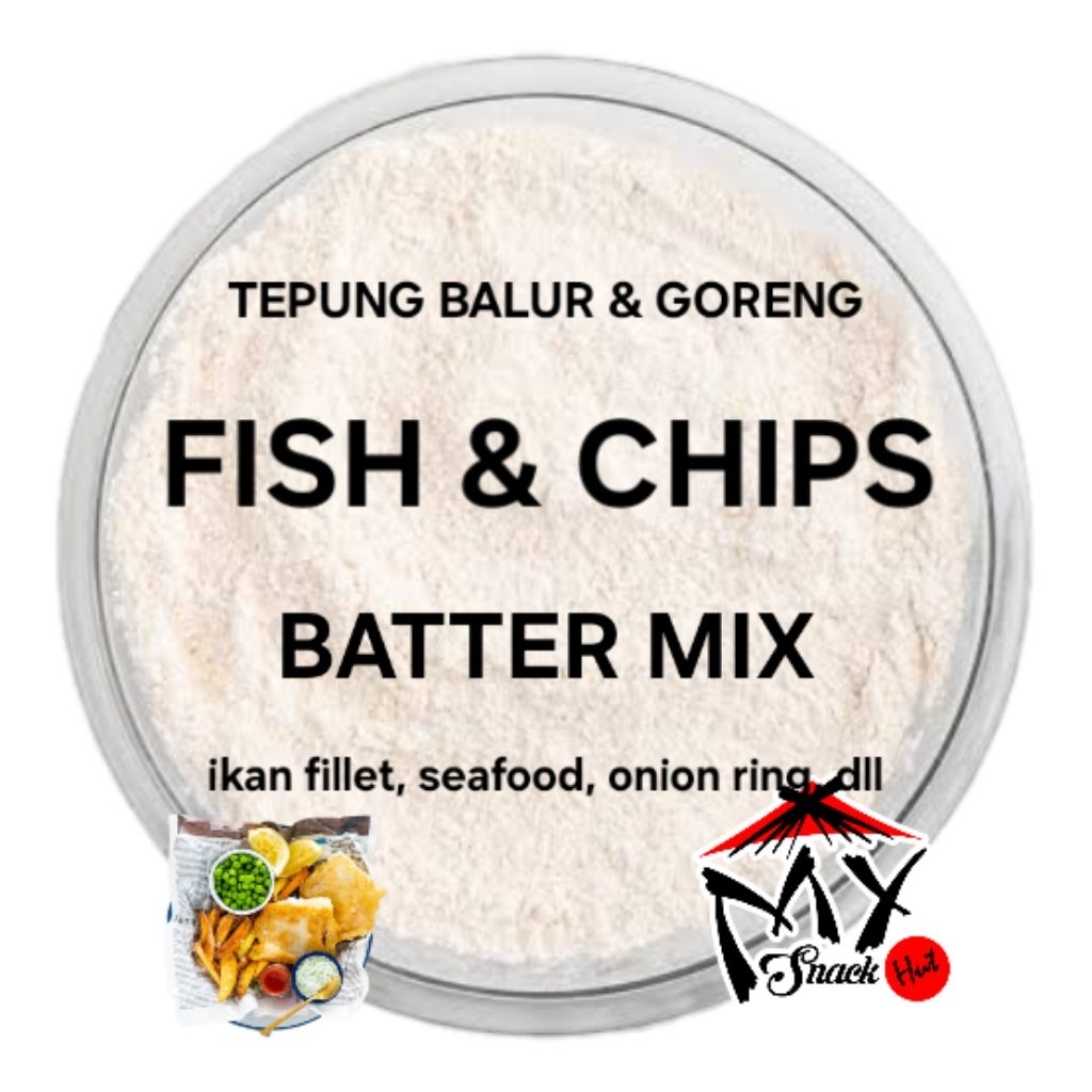 

TEPUNG FISH & CHIPS 250GR BATTER MIX FLOUR BALUR GORENG IKAN FILLET FILET KRISPI CRISPY RENYAH HALAL