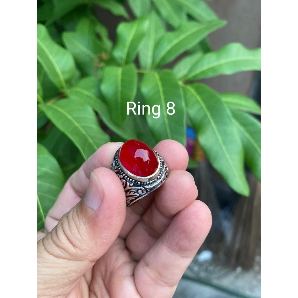 cincin pria bahan akik red baron natural tambah warna