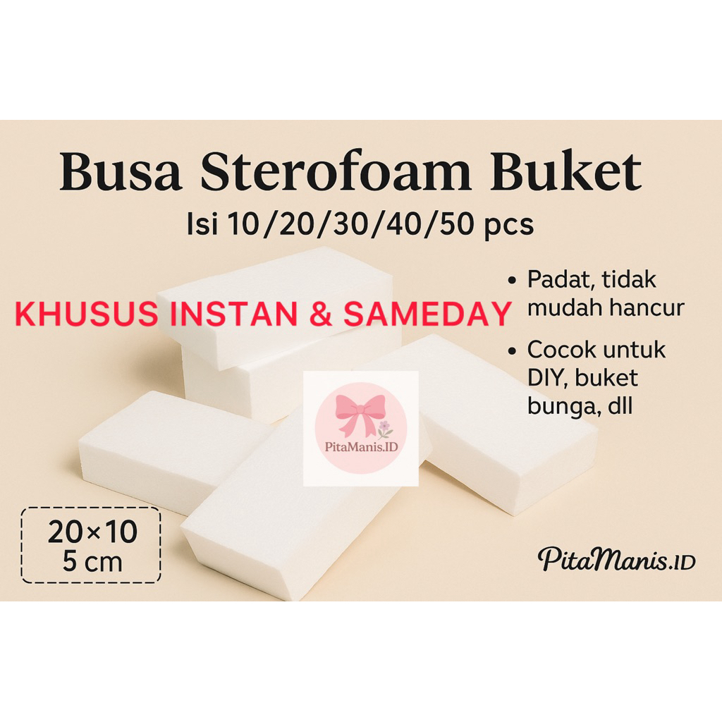 

KHUSUS INSTANT] Busa Styrofoam Buket • Uk 20×10×5 cm • Isi 10–50 PCS