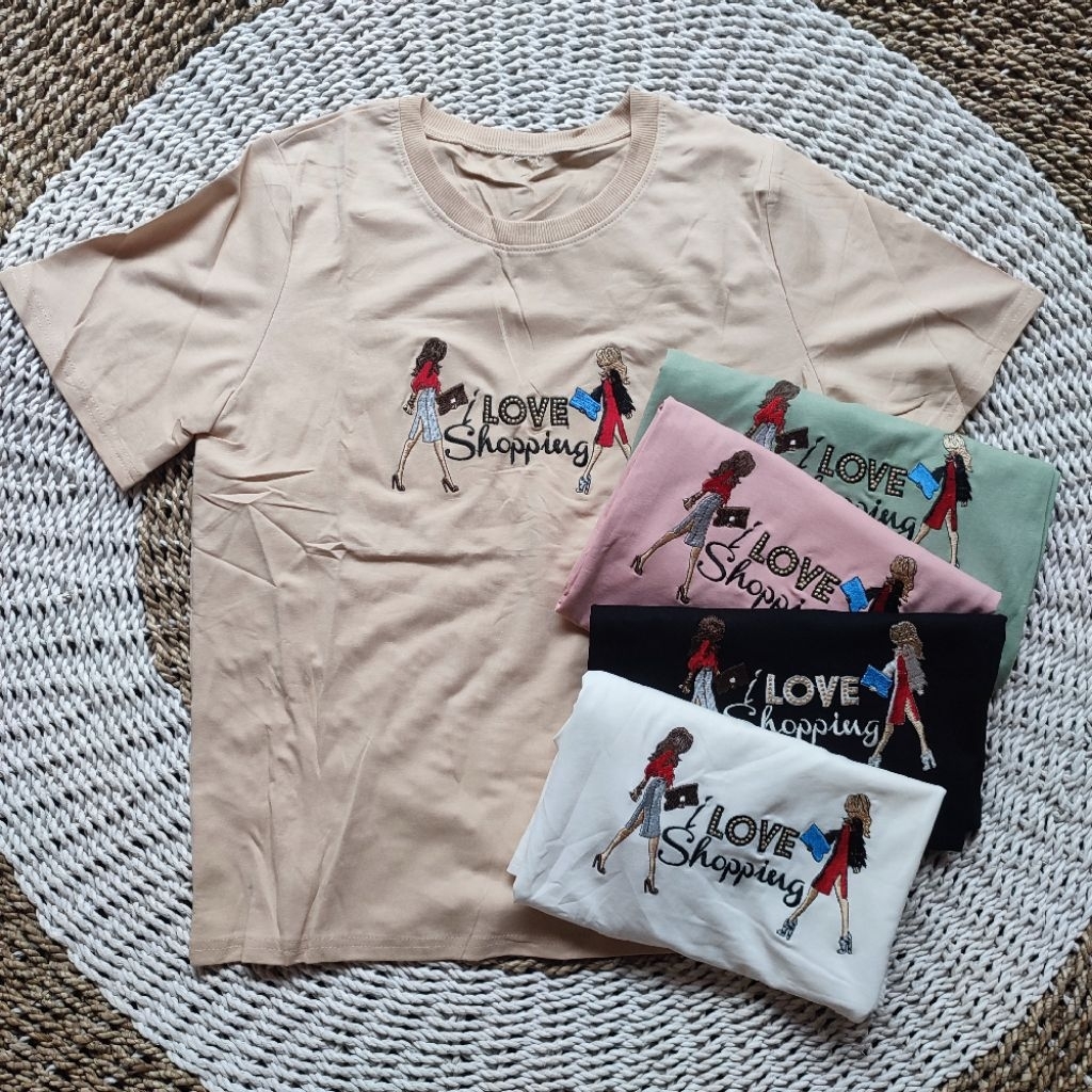 atasan kaos import wanita bordir