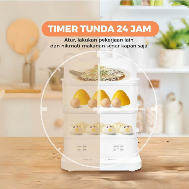 Steamer 3 Lapis 18L Low Watt Kukusan Listrik Electric Cooker Steamer Listrik Food Steamer Alat