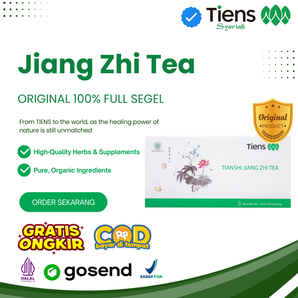 

Teh Jiang Zhi Tea Tiens Original 1 Box 40 Sachet Teh Hijau Herbal Zhiang Ziang Zhi Tea