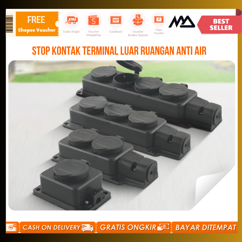 StopKontak Outdoor Terminal Anti Air IP54 16A 250V EU 3 Soket / Colokan listrik outdoor