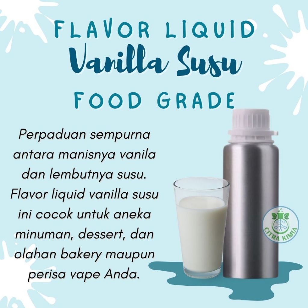 

Flavor Likuid Vanilla Susu Food Grade 100gr - Perisa Makanan Minuman Susu Manis - Penambah Aroma Manis Susu Dessert