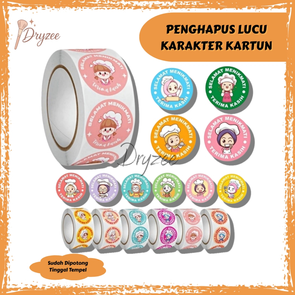 

PG Stiker Roll Isi 500 Pcs Selamat Menikmati Lucu Imut Untuk Tempel Di Box Makanan Plastik Packaging