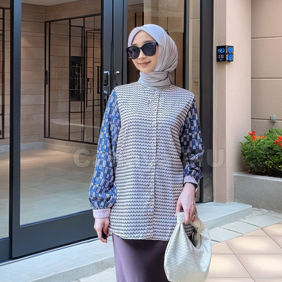 Kemeja Wanita Rayon Premium Kotak-kotak/Blouse Wanita Terbaru