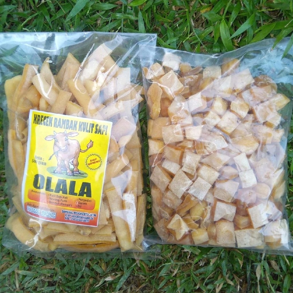 

PAKET 1 KG MIX KERUPUK KRECEK RAMBAK KULIT SAPI ASLI KOTAK DADU 500gr+STIK BESA 500gr krupuk kulit OLALA PREMIUM MURAH