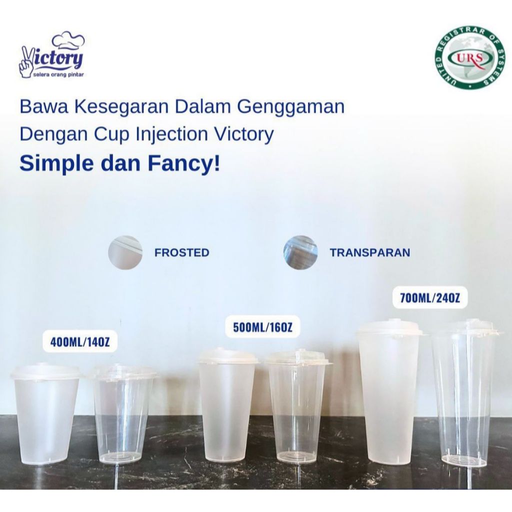 Gelas Cup PP Injection Plastik / Thinwall Datar dan Oval Bening 12 oz, 14 oz, 16 oz, dan 24 oz Denga