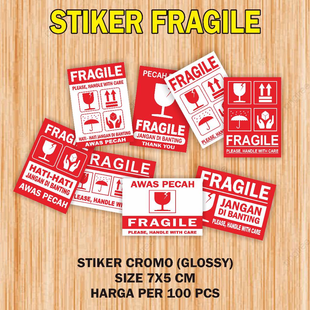 

( 100 pcs ) STIKER FRAGILE / STIKER PENGIRIMAN OLSHOP / STIKER PENGIRIMAN