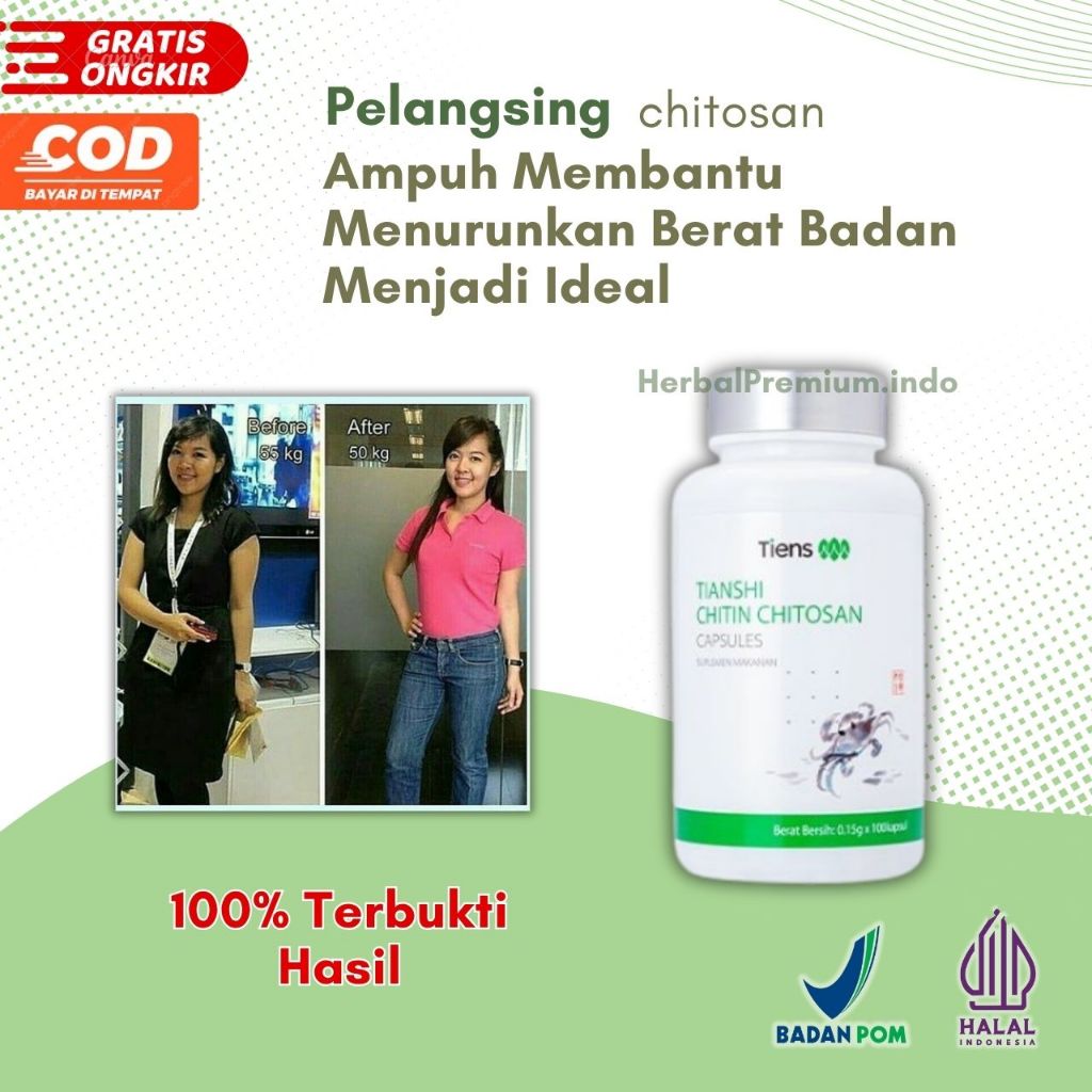 PELANGSING BADAN TIENS CHITIN CHITOSAN Ampuh Bantu Menurunkan Berat Badan Capsul Pelangsing Orginal