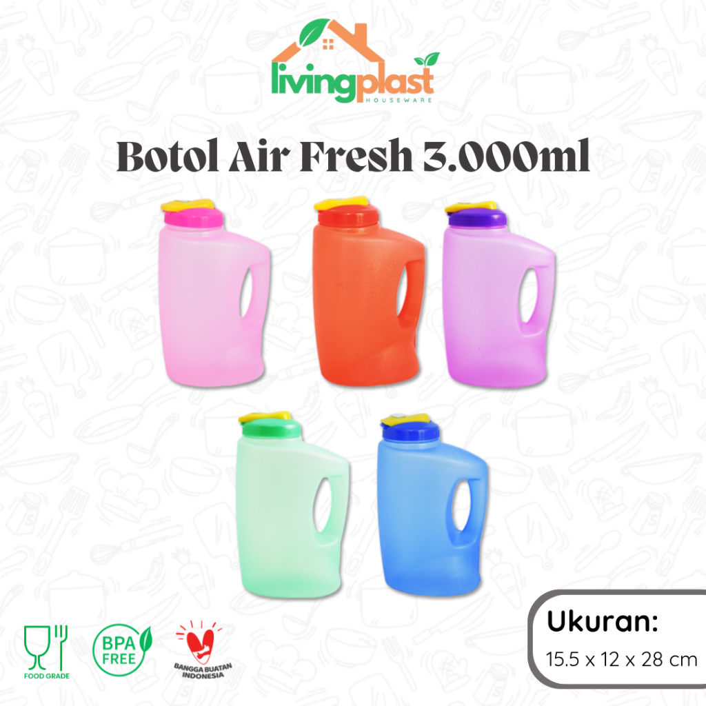 Botol Air Fresh 3000ml / Botol Air Jumbo / Botol Plastik Murah / Tempat Air Minum / Botol Besar