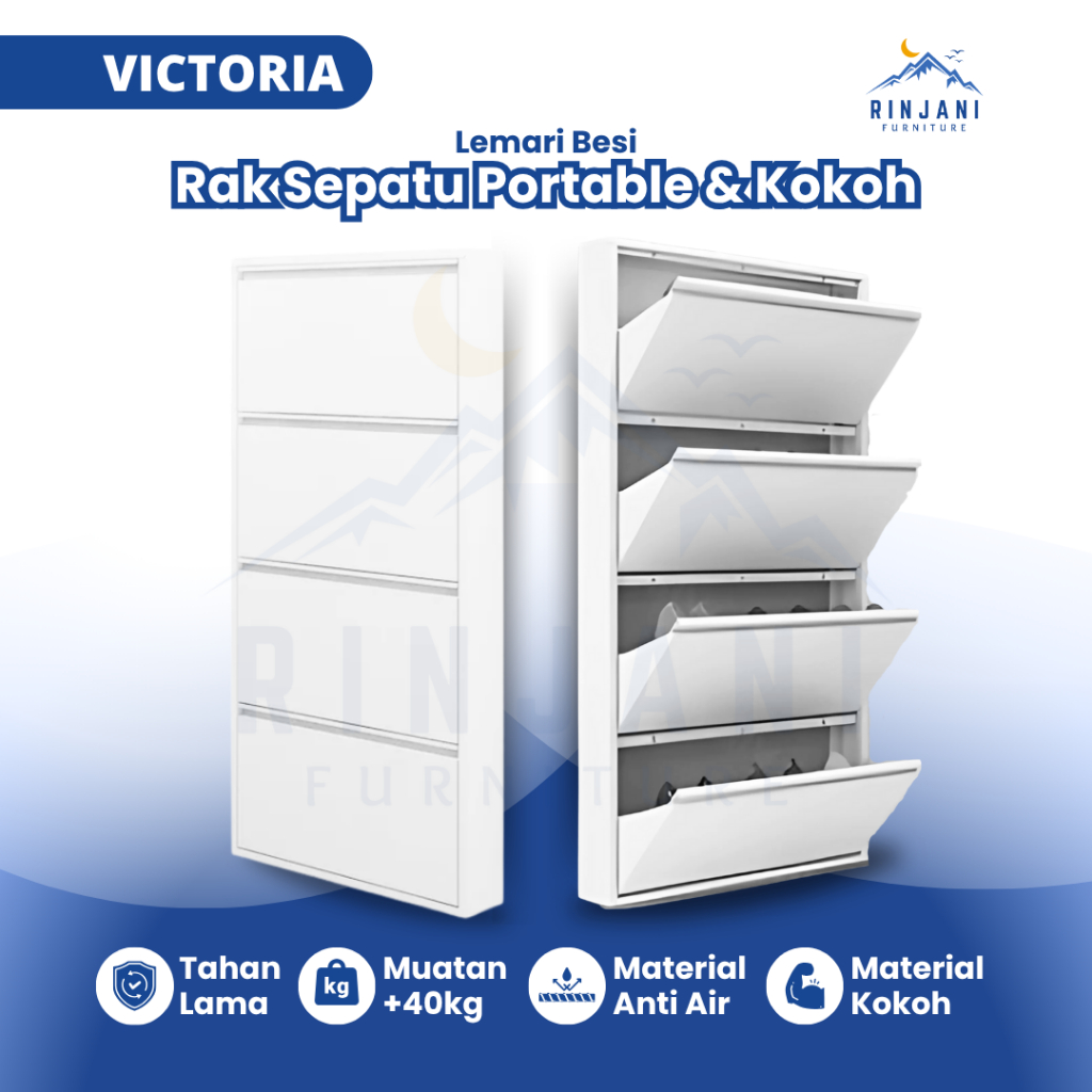 Lemari Sepatu Besi – Lemari Sepatu Susun Tertutup | Rak Sepatu Sandal Besi (Tipe VICTORIA)