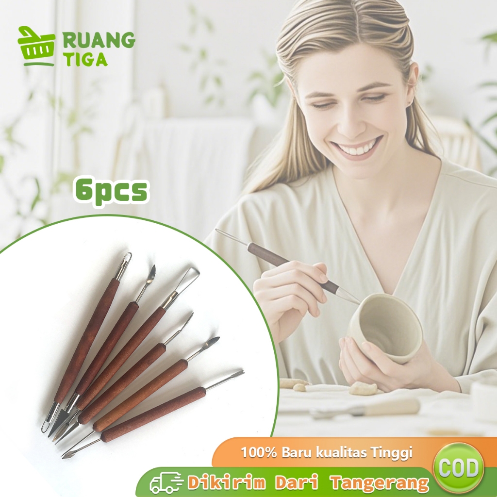 

6pcs Set Alat Ukir Clay Sculpting Alat Ukir Tembikar Polimer Untuk Patung Keramik Dan Dekorasi Kue
