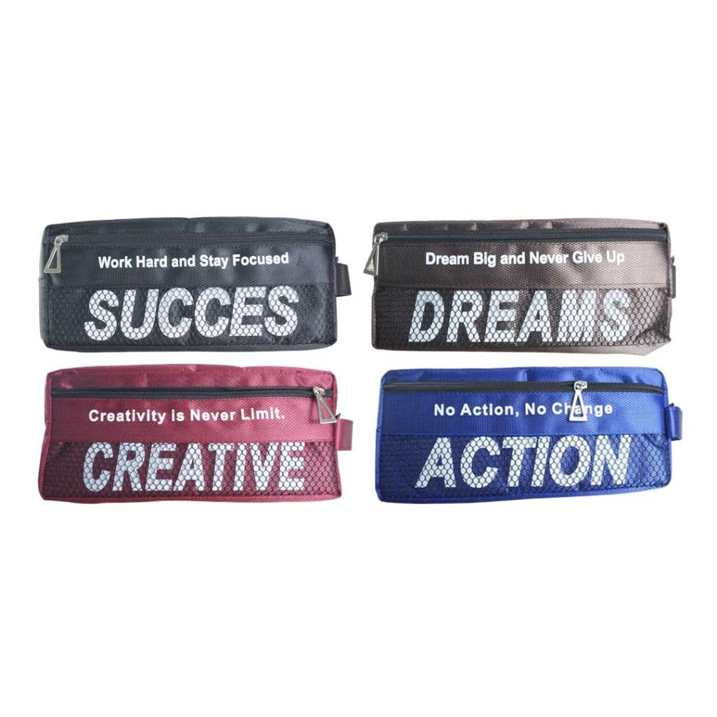 

FANCY - TEMPAT PENSIL / PENCIL CASE KAIN BE ONE ERC-632 ACTION/DREAMS/CREATIVE/SUCCESS SLETING