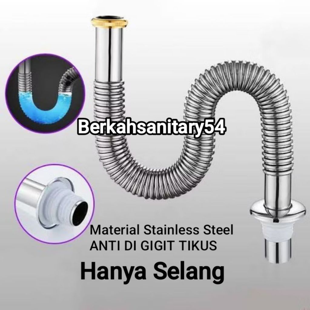 Pipa Stainless Pembuangan Bak Cuci Piring 1 Lubang/Selang Pembungan Bak Cuci Piring 1 Lubang