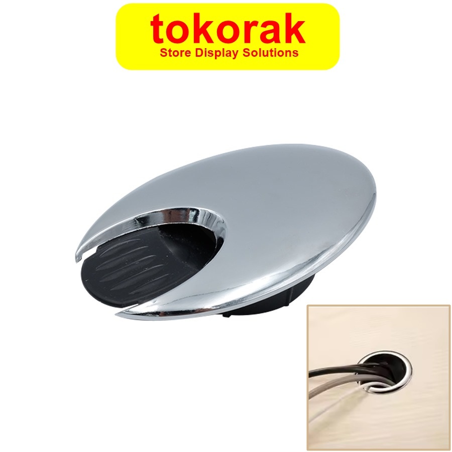 TUTUP LUBANG KABEL MEJA KOMPUTER GROMMET OVAL GROMET CHROME