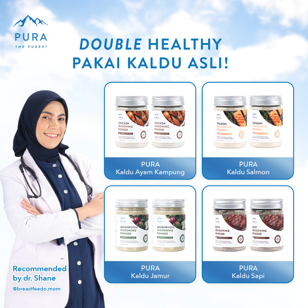 

Pura Double Healthy Pack ! [2PCS] Kaldu Ayam Salmon Jamur Sapi 100gr Tanpa Gula NON MSG Natural MPASI Friendly