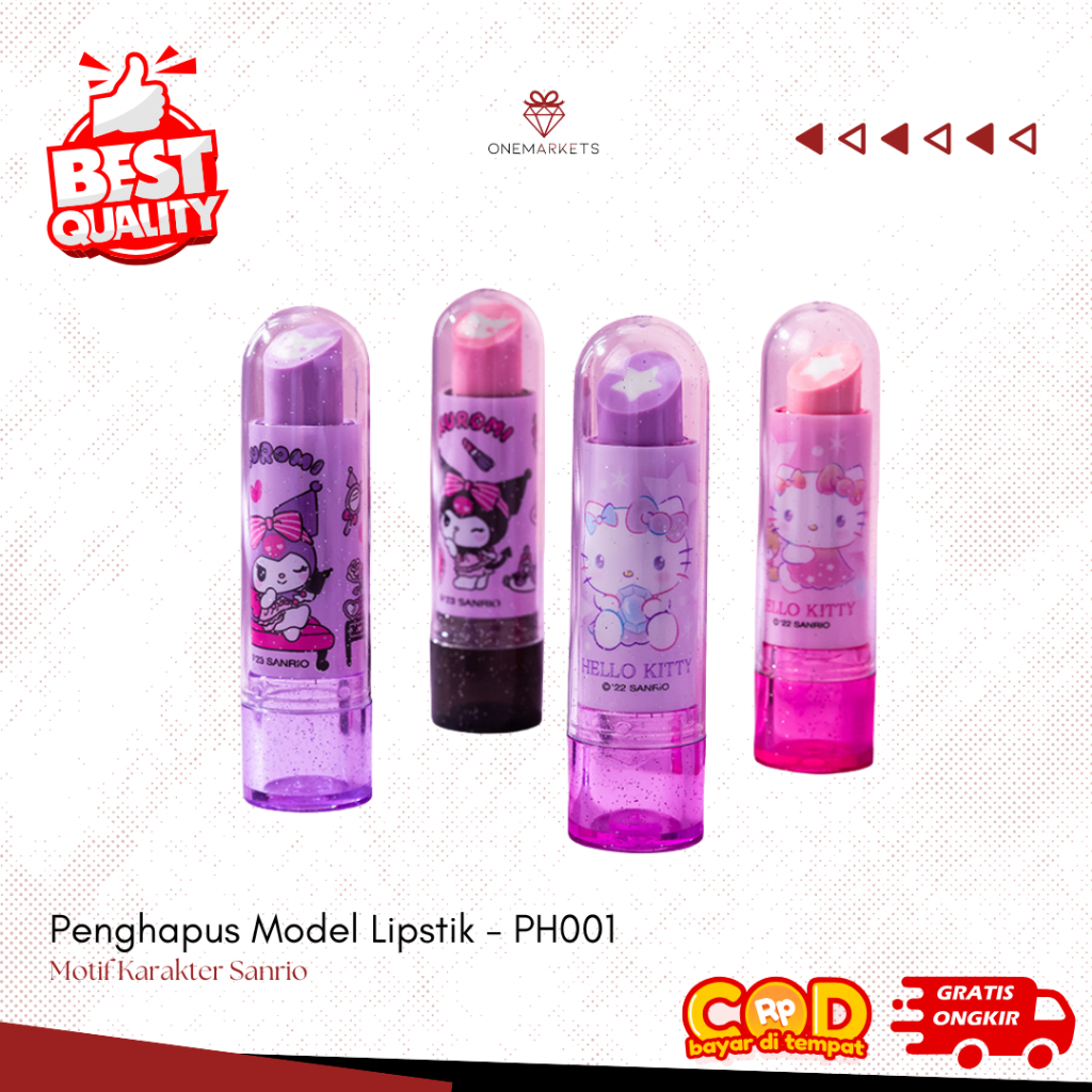 

Penghapus Model Lipstik Sanrio / Stik Pensil Lipstik / Eraser Bentuk Lipstik Kuromi / Hadiah Ulangtahun Anak Unik / Perlengkapan Alat Tulis Sekolah - PH001