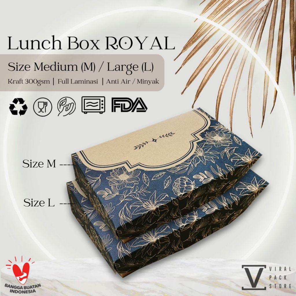 Paper Lunch Box Kraft ROYAL Laminasi Anti Minyak Tahan Air Food Grade LunchBox Kraf Coklat Murah Sna
