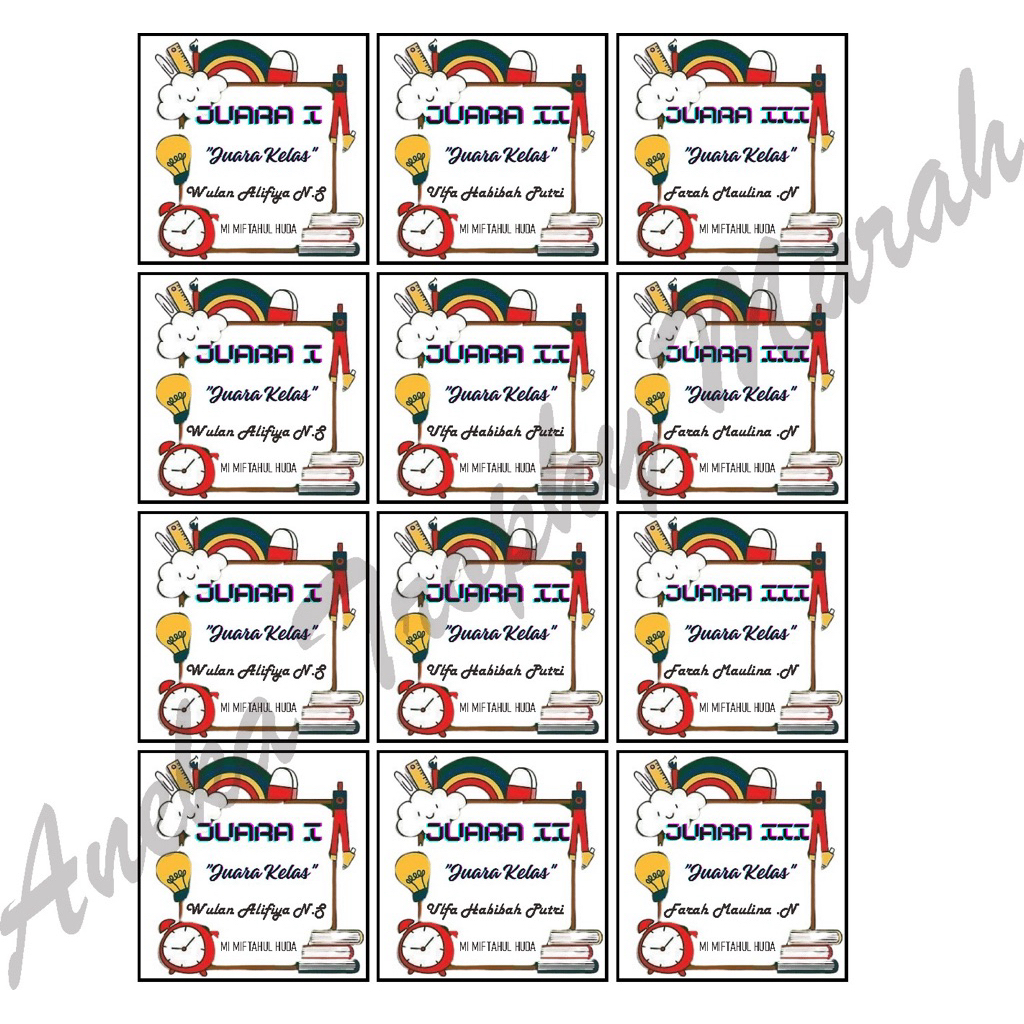 

sticker untuk piala juara kelas