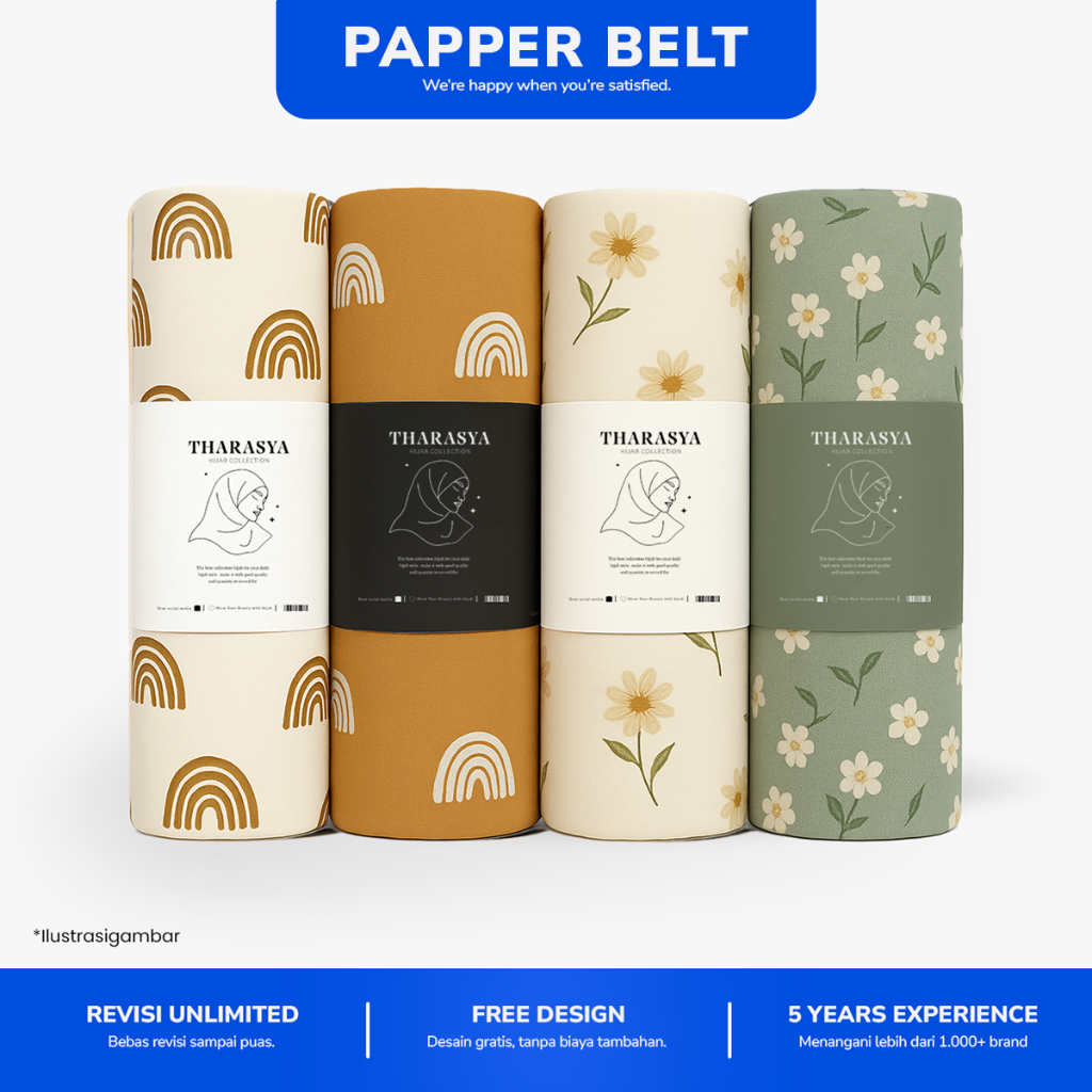 Papper Belt Custom (FREE DESAIN) | Roll Hijab | Label Roll Hijab | Seal Hijab | Kertas Hijab | Roll