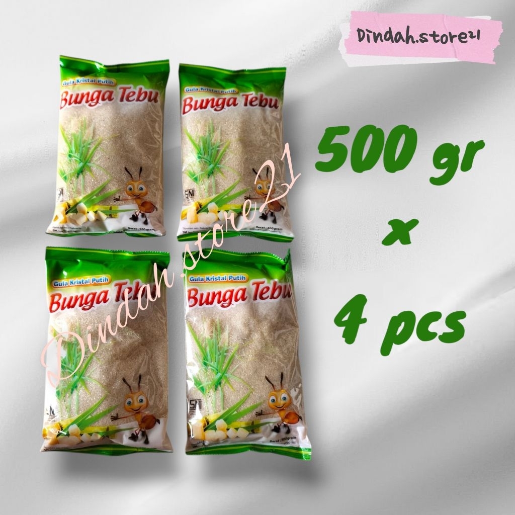 

[ 4 pcs 500 gr ] Gula Pasir Gula Kristal Putih Bunga Tebu Murah