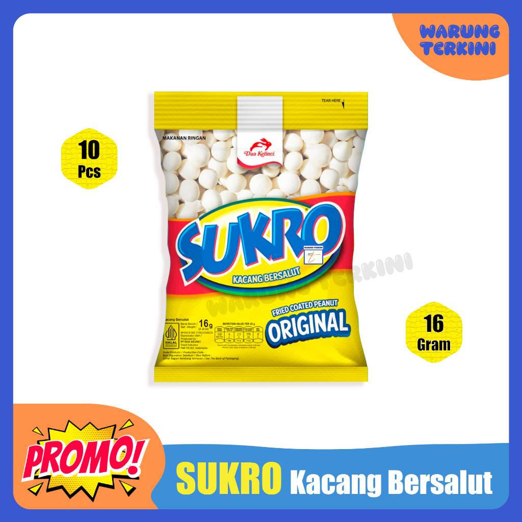 

Dua Kelinci Sukro Original - Kacang Bersalut 1 Renceng 16gr | Makanan Ringan