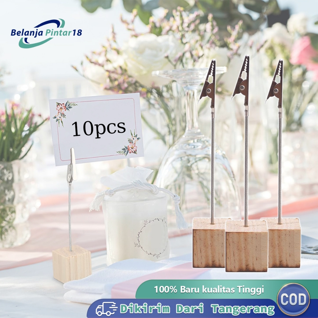 

10pcs Price Tag Kayu Price Tag Holder Wooden Clip Cube Holder Model Jepit Buaya Menu Holder