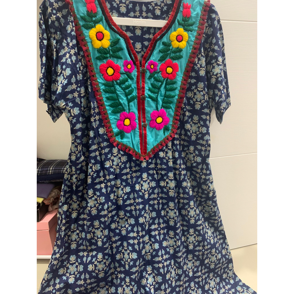 baju dress sulam bangkok thailand bkk warna navy