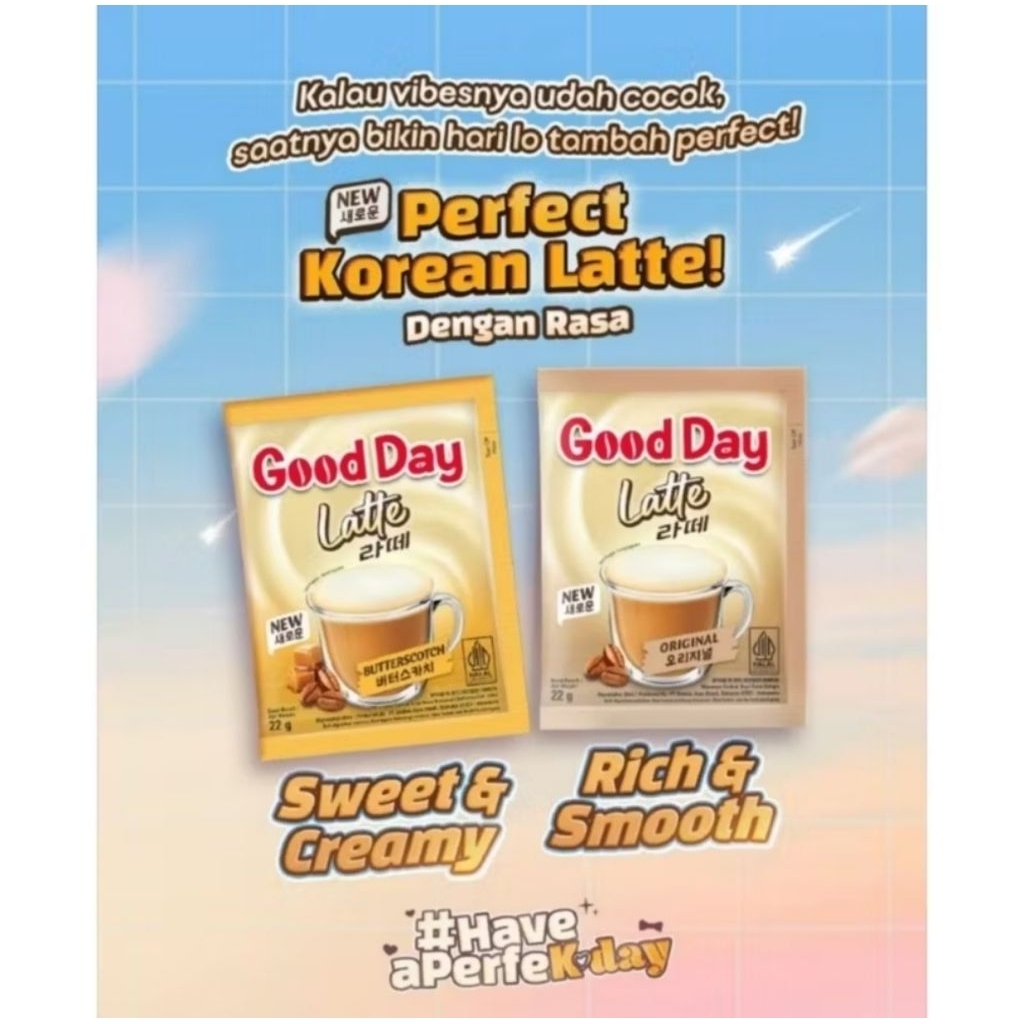 

kopi Good Day Korean Latte 1 renceng isi 10s