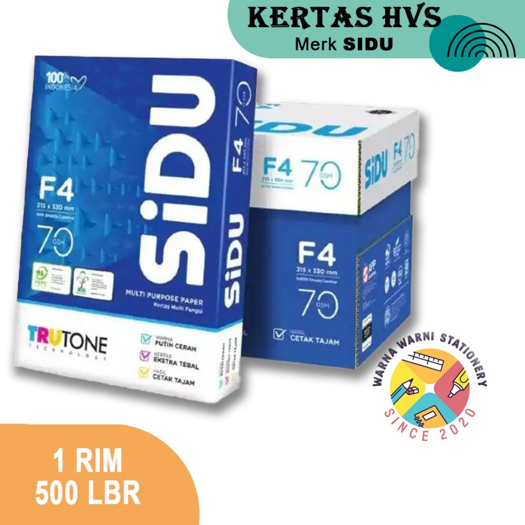 

Kertas HVS F4 | 70 GRAM | SIDU | 1 Rim Murah | 500 Lembar