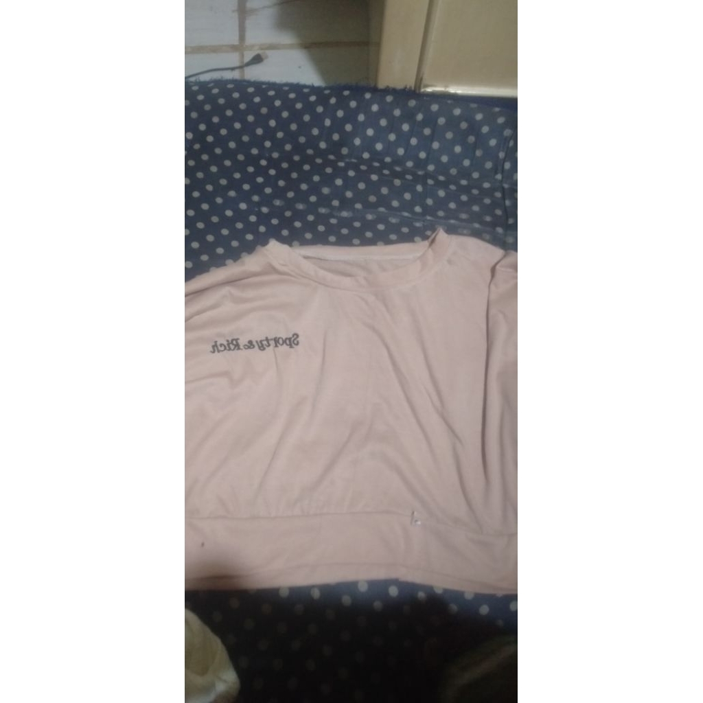 sweater crop basic korea kaos lengan panjang