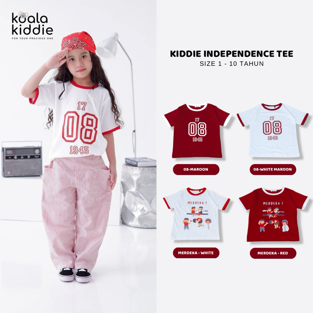 KOALAKIDDIE - KIDDIE INDEPENDENCE TEE | Kaos Kemerdekaan Anak | Kaos 17an Anak | Kaos 17 Agustus Ana