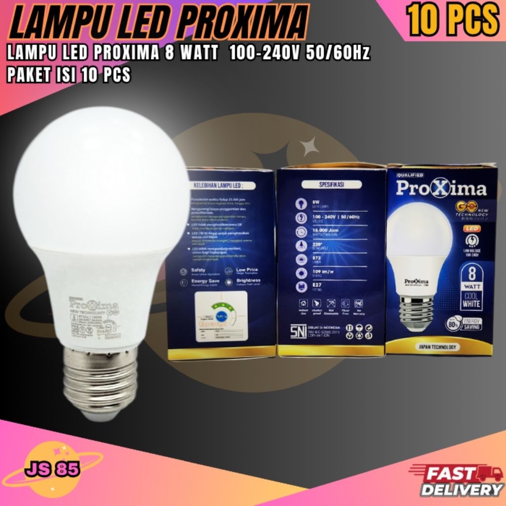 Promo Paket  Bohlam Lampu Proxima LED 8 Watt ( Paket 10 Pcs ) Bohlam Lampu LED 8 Watt Cahaya Putih T