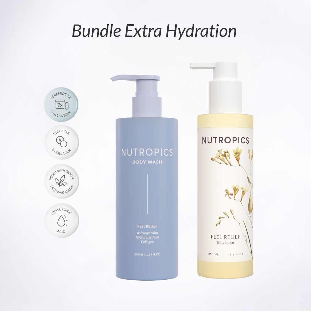 Nutropics - Feel Relief (Body Wash & Body Lotion) - Sabun Mandi & Body Lotion | Paket Body Care Mura
