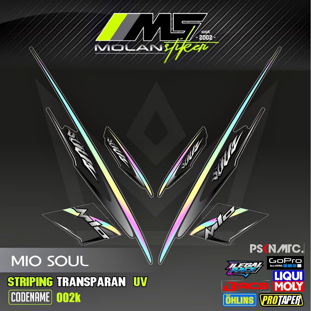 Decal Sticker Striping Variasi Transparan Uv Mio Soul Karbu 2006-2012 Mio Soul 115 Mio Soul Lama/Old